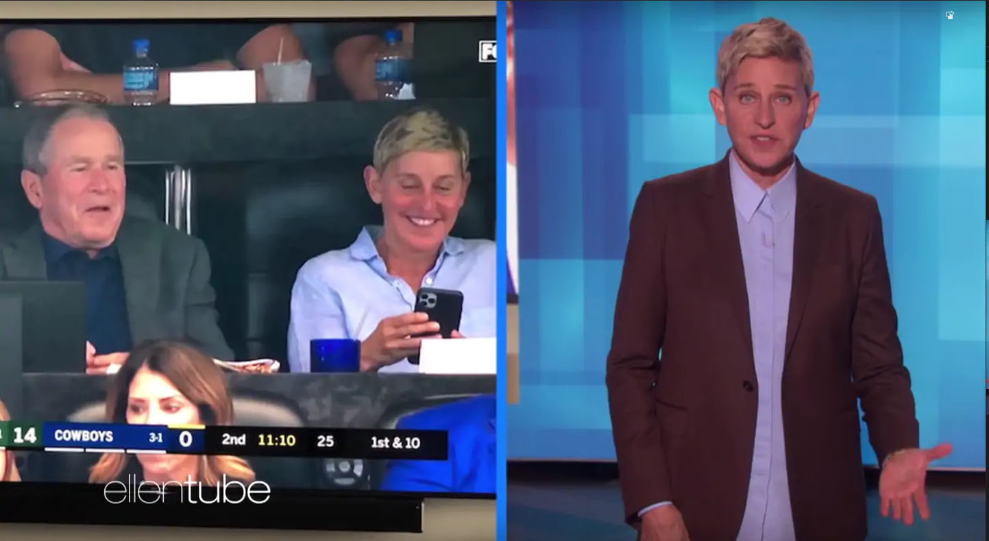 Ellen DeGeneres talking about her good friend George W. Bush