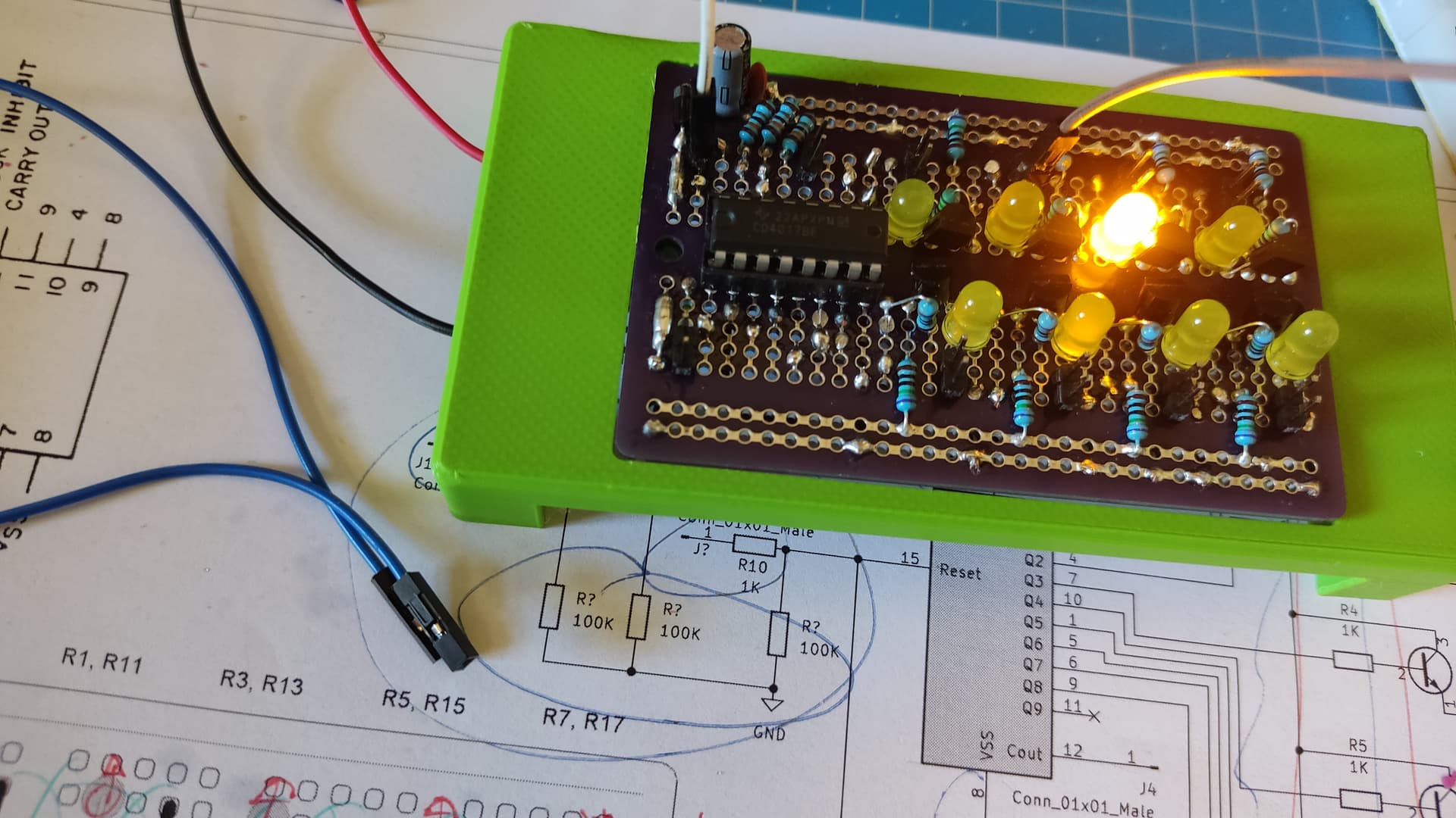 This module has a chip and 8 LEDs in a row, one lit.