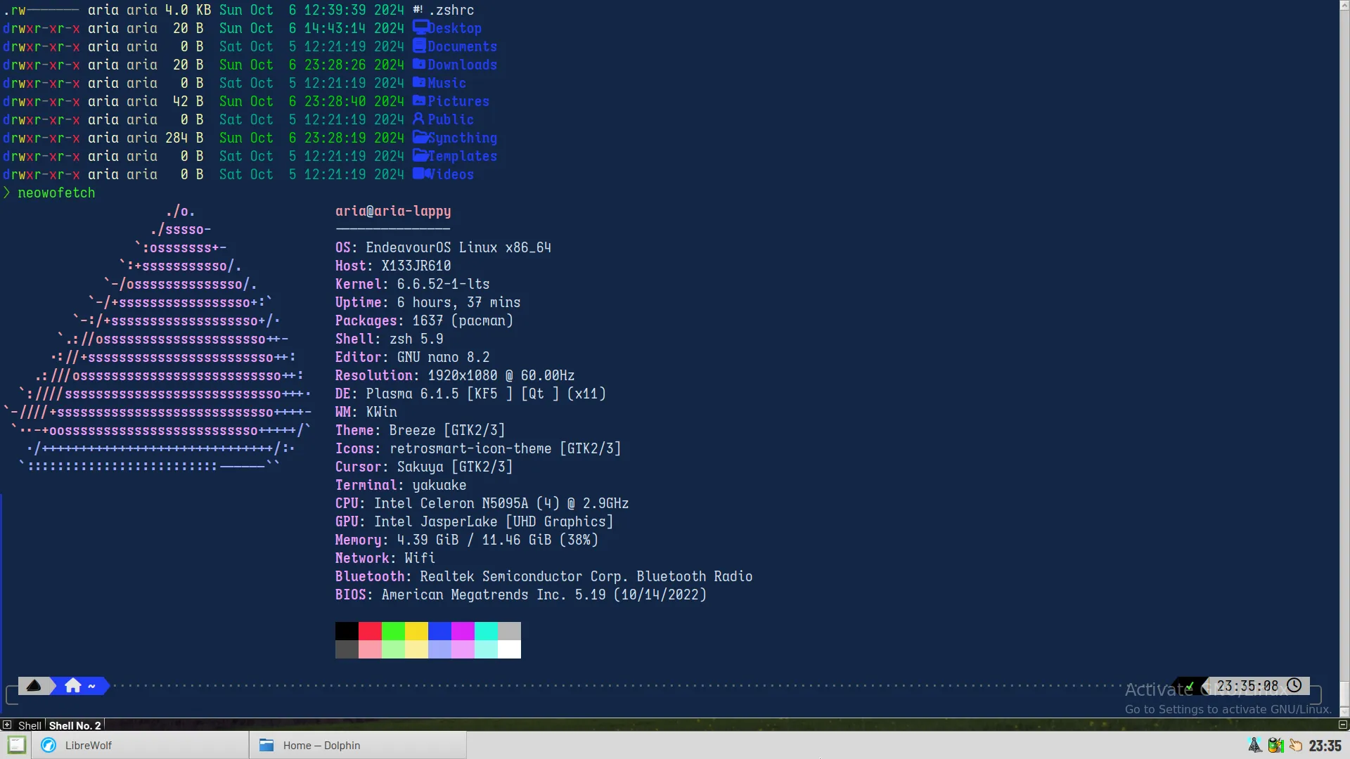 Screencap of my full-screen Yakuake terminal