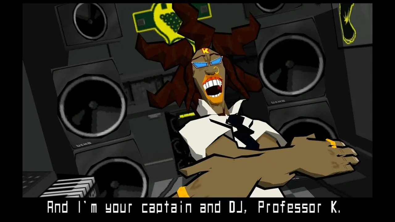 The professor is about to spin the jams in his room full of audio gear and graffiti