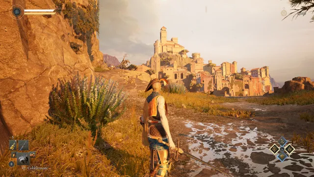 Screenshot, a beautiful Italian village in the distance